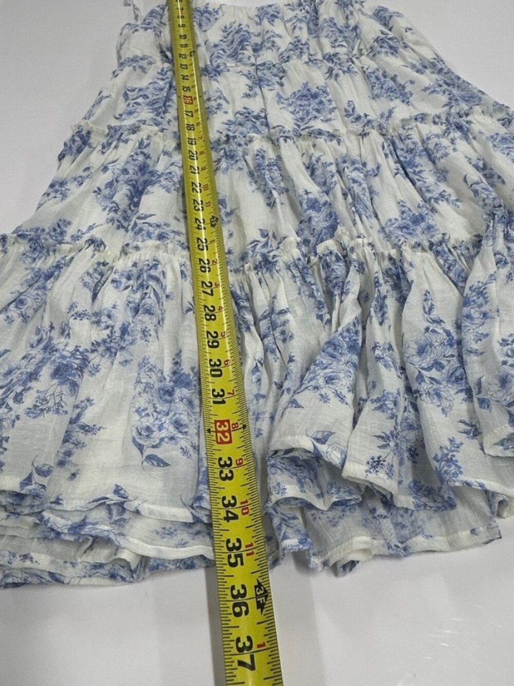 Blu Pepper Blue Floral Tiered Mini Dress XL Cottagecore Tie Strap Flowy Sundress - Picture 4 of 8